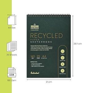 Scholar Recycled Paper Sketch Book A/4 160Gsm 25 Sheets RCY4