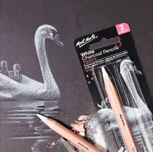 Mont Marte White Charcoal Pencils Signature Highlighting | Sketching & Drawing Hex 2Pce 3