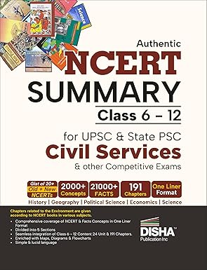 Authentic NCERT Summary (Class 6 to 12) for UPSC & State PSC Civil Services & other Competitive Exam Guide | Book Paperback (Disha)