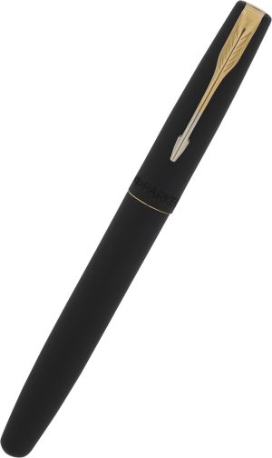 Parker Frontier Matte Black Gold Trim Rollerball Pen + Fab Notebook Giftset