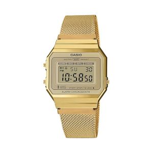 Casio Vintage Digital Gold Dial Unisex Watch Gold Metal Strap A700WMG-9ADF (D171)